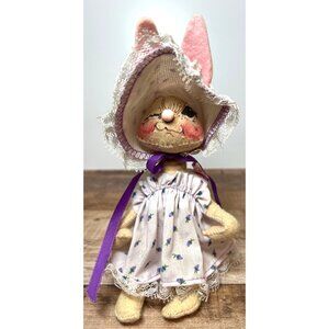 Vintage Annalee Spring Easter Bunny Doll With Bonnet & Dress